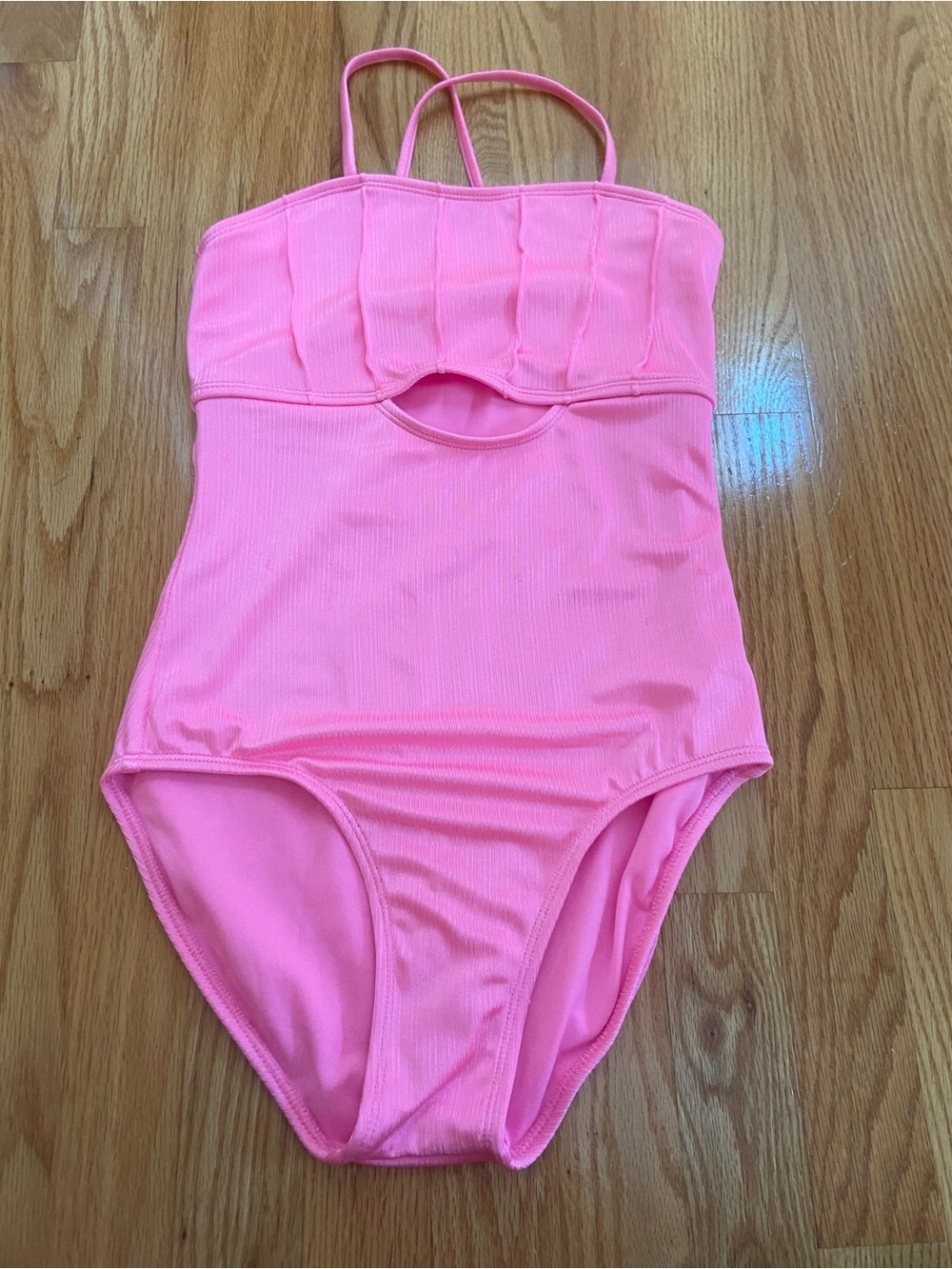 Cat & Jack Hot Pink Ribbed One-Piece Swimsuit with Front Cutout